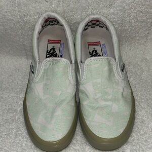 Vans Slip-On Sneakers in Mint Green and Beige (GLOW IN THE DARK)